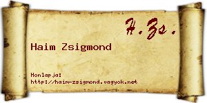 Haim Zsigmond névjegykártya